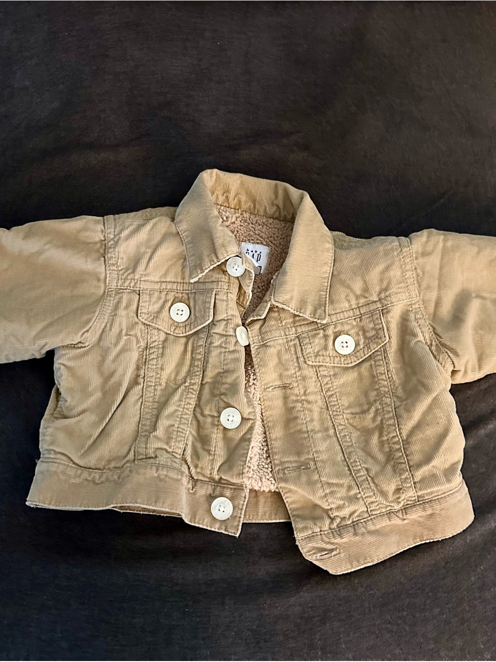 Baby Gap Tan Corduroy Sherpa Lined Trucker Jacket Infant Up To 3 Months